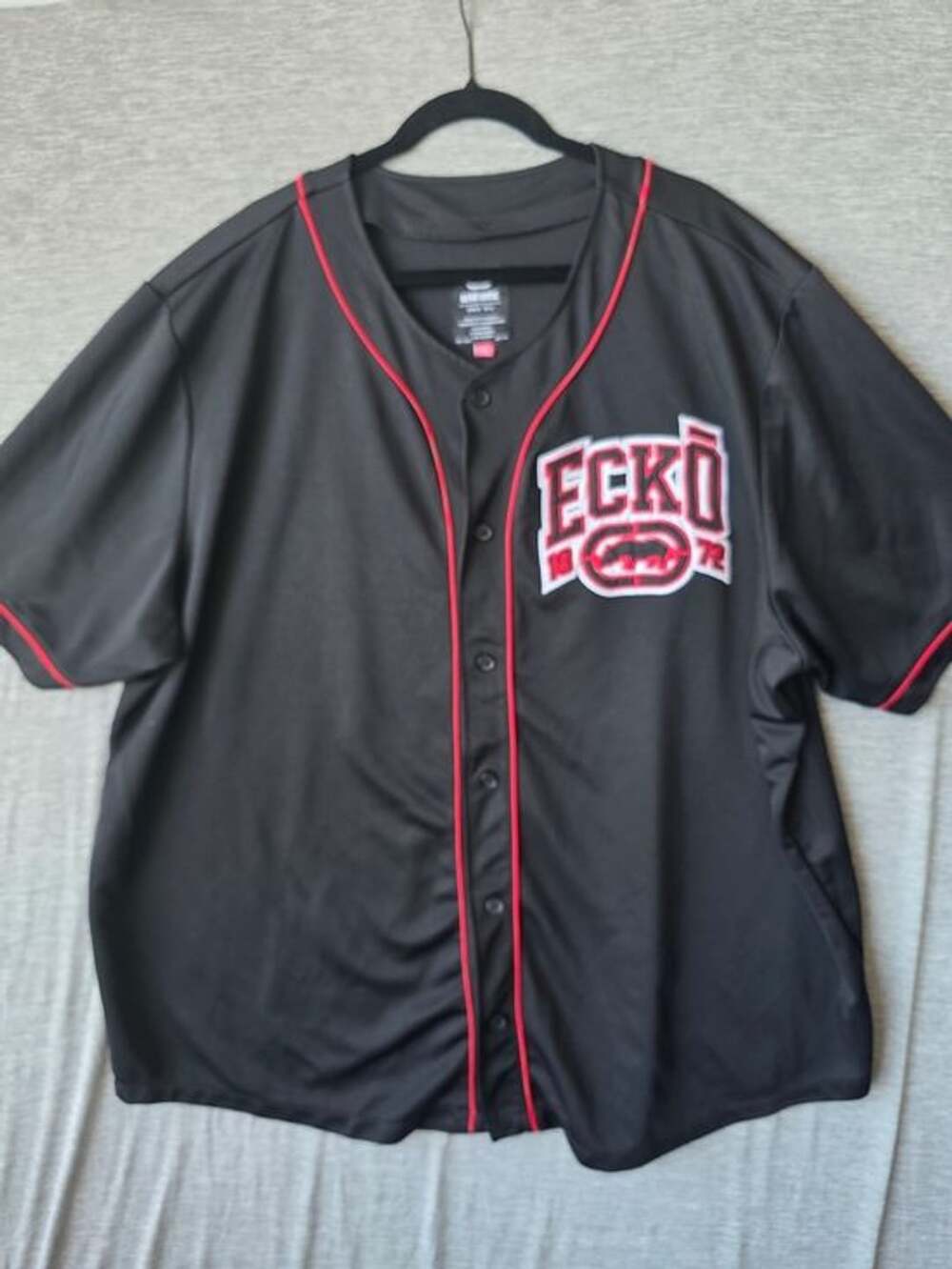 Vintage Ecko Unltd Baseball Jersey Men's 5XL Black Button Front Y2K Streetwear